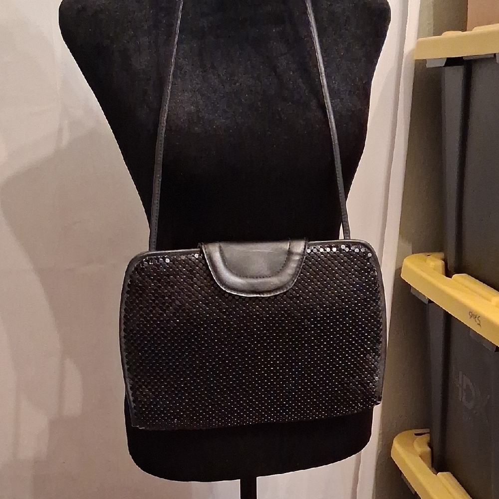 Whiting And Davis International Black Metal Purse